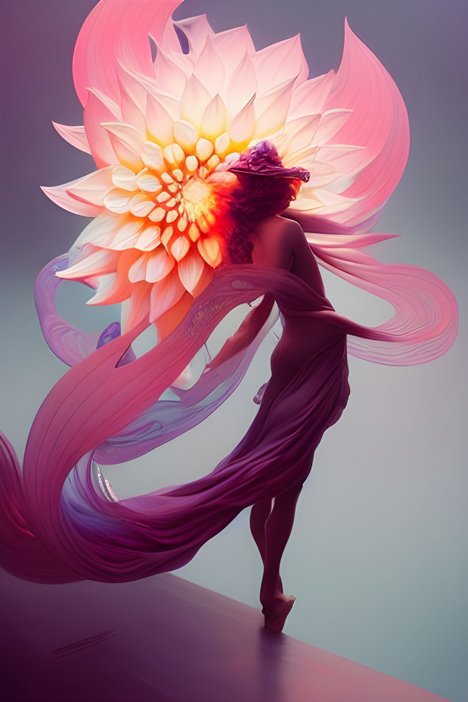 Hyperrealistic Dahlia with Detailed Eyes and Rainbow Colors