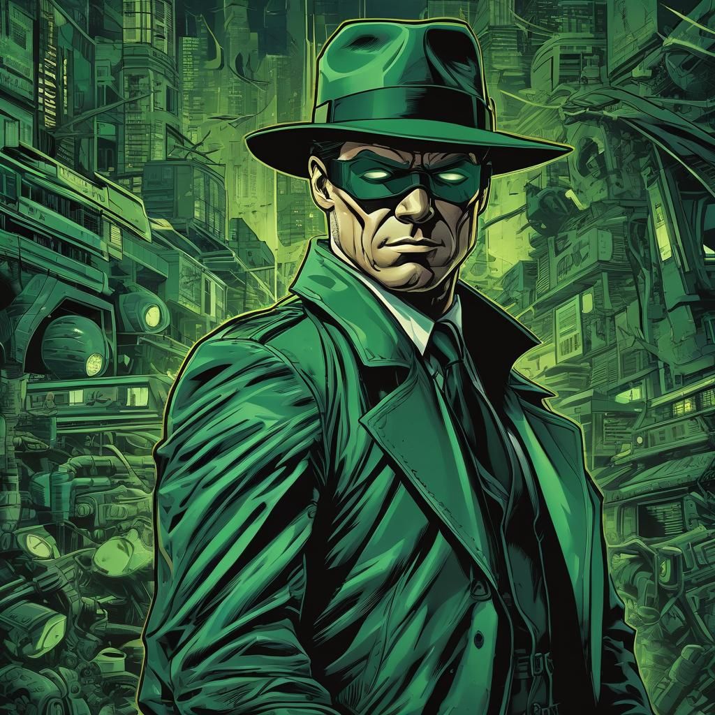 Green Hornet Retro Comic Book Illustration