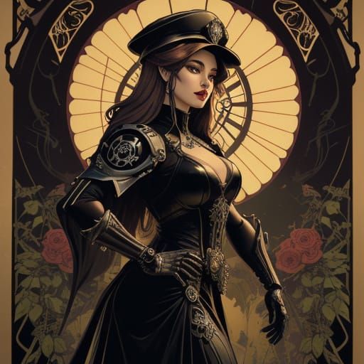 Surreal Art Nouveau Princess Wields Modern Arms in Woodland ...