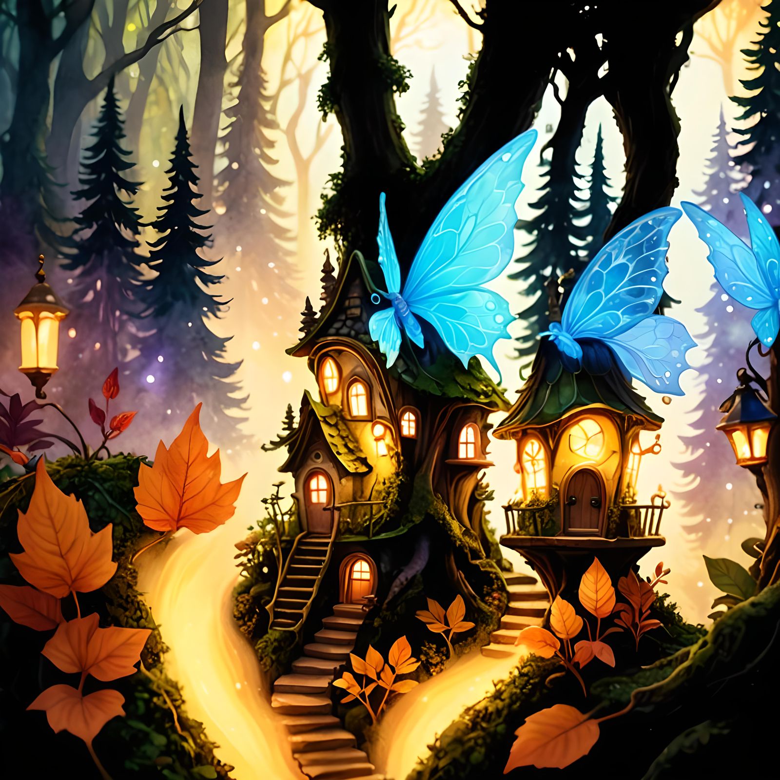 Fantasy fairy house, by pino daeni and arthur rackham