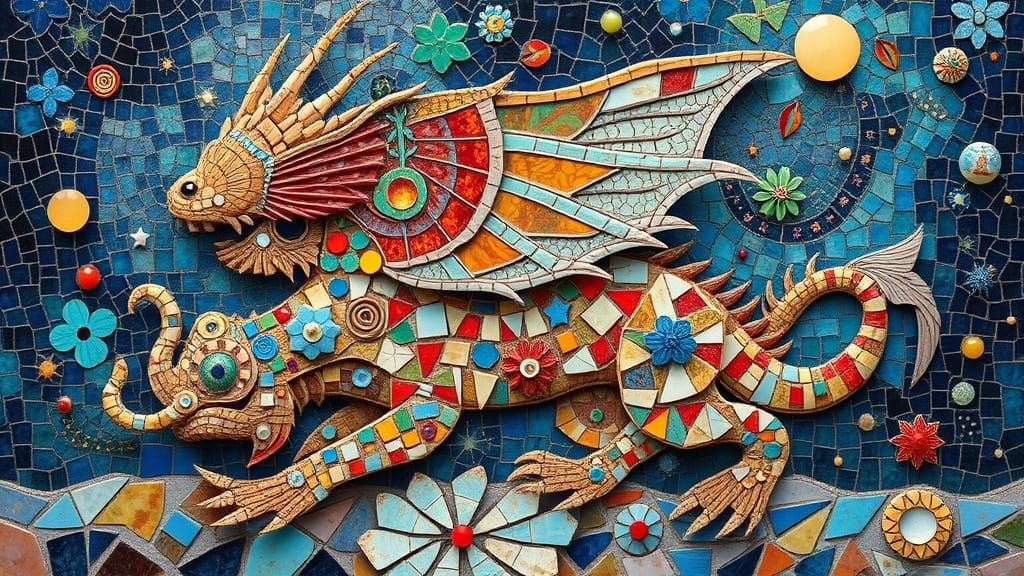 Mythical Beasts in Kaleidoscopic Textures and Patterns