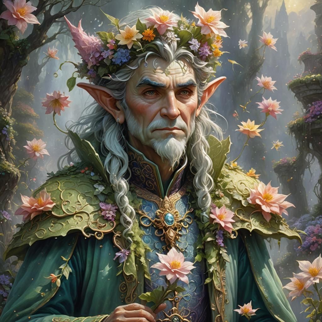 Ethereal Elf God in Floral Coat