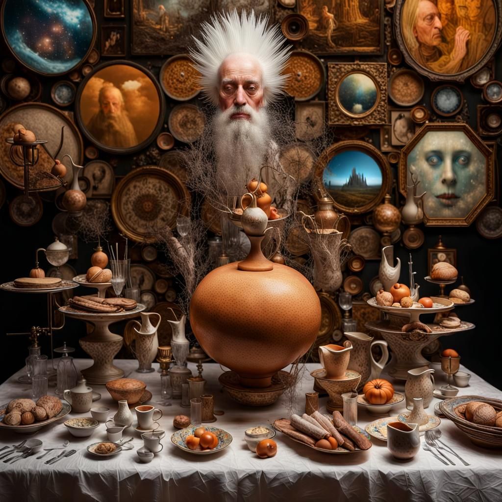 Magical Biological Forms with Prisms in Surreal Style