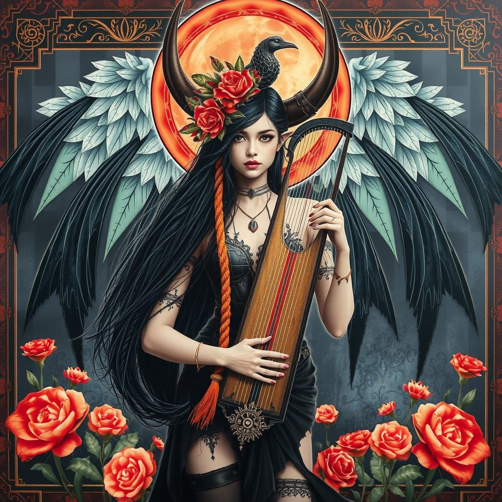 Surreal Harlequin Medusa in Smoky Sfumato, Inspired by Luis...