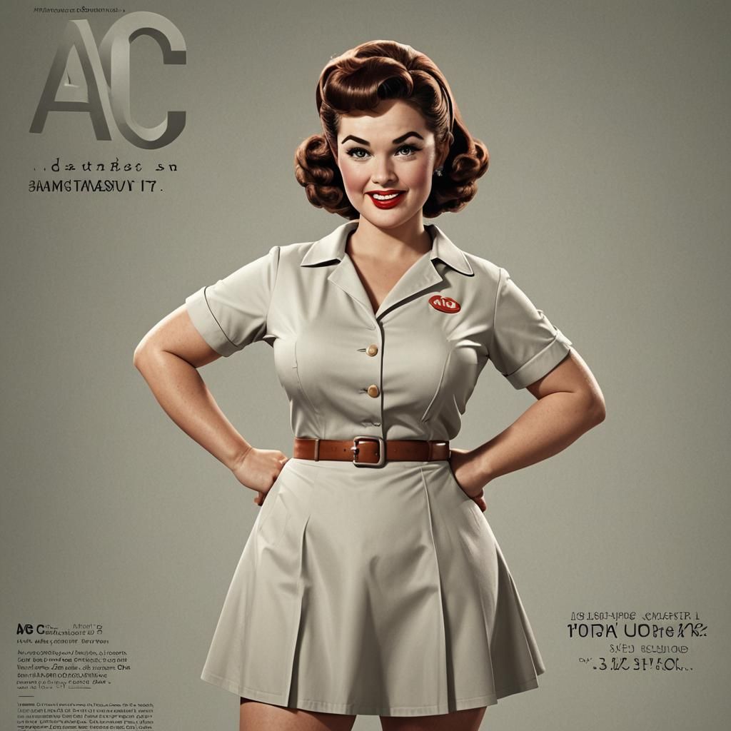 Retro Advertisement of Smiling Woman in Pinup Style