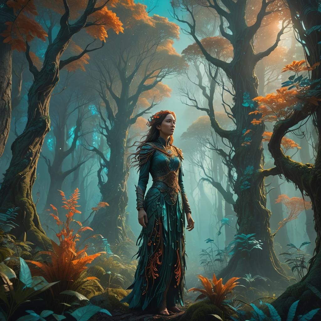 Mystical Forest Mother Figure in Fantasy Style