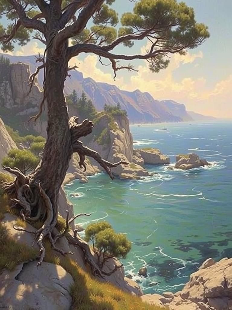 Majestic Pine on Cliffside Seascape