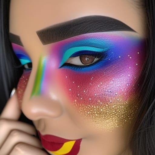 Rainbow Stripe Face Makeup Art