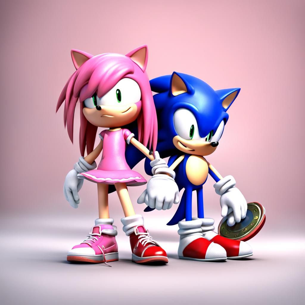 Sonic and Amy Rose in 3D Rendering