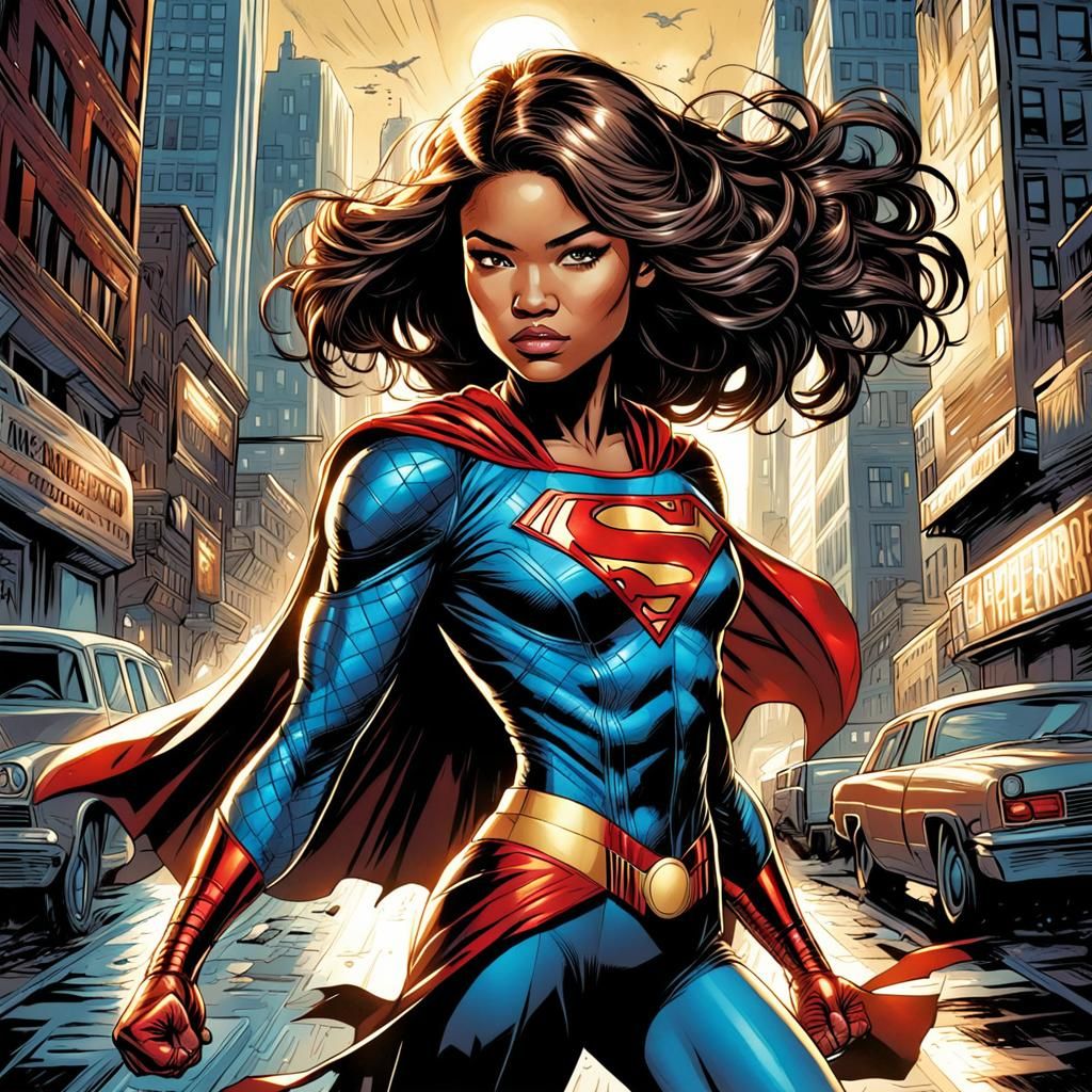 Zendaya as Superhero in Comic Book Art Style