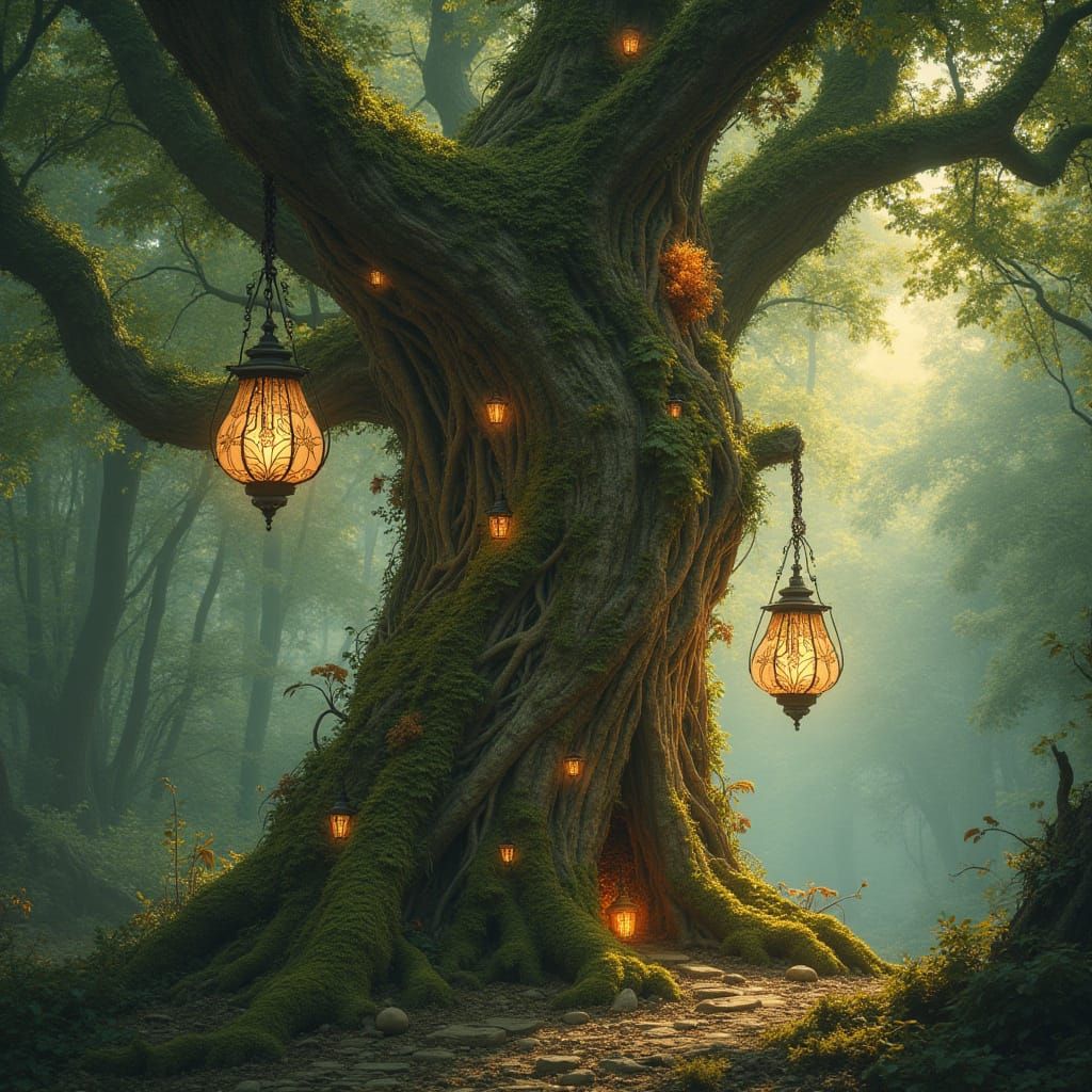 Guardian Treant in Hidden Grove: Art Nouveau Style