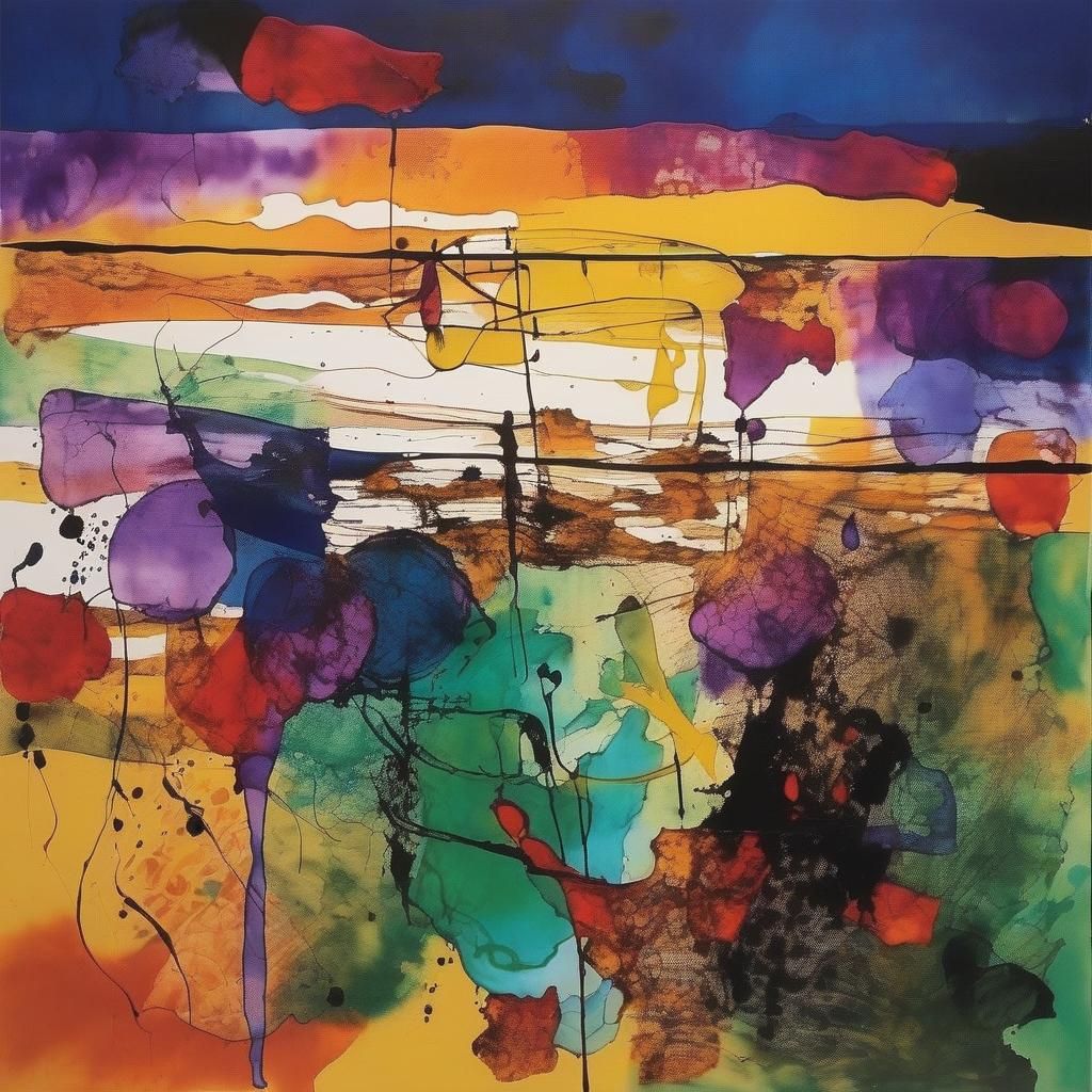 Abstract Alcohol Ink Art in Motherwell Style