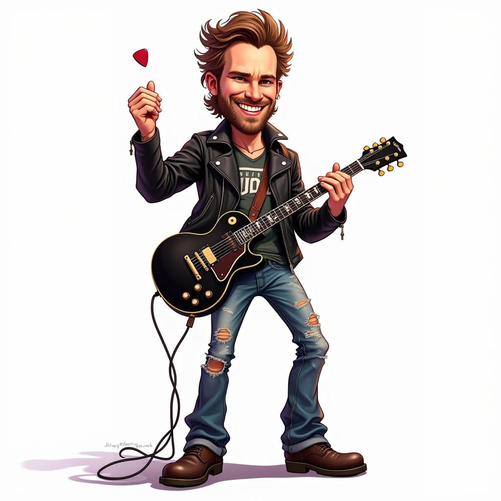 Energetic Dierks Bentley Cartoon Caricature in Bold Vector S...