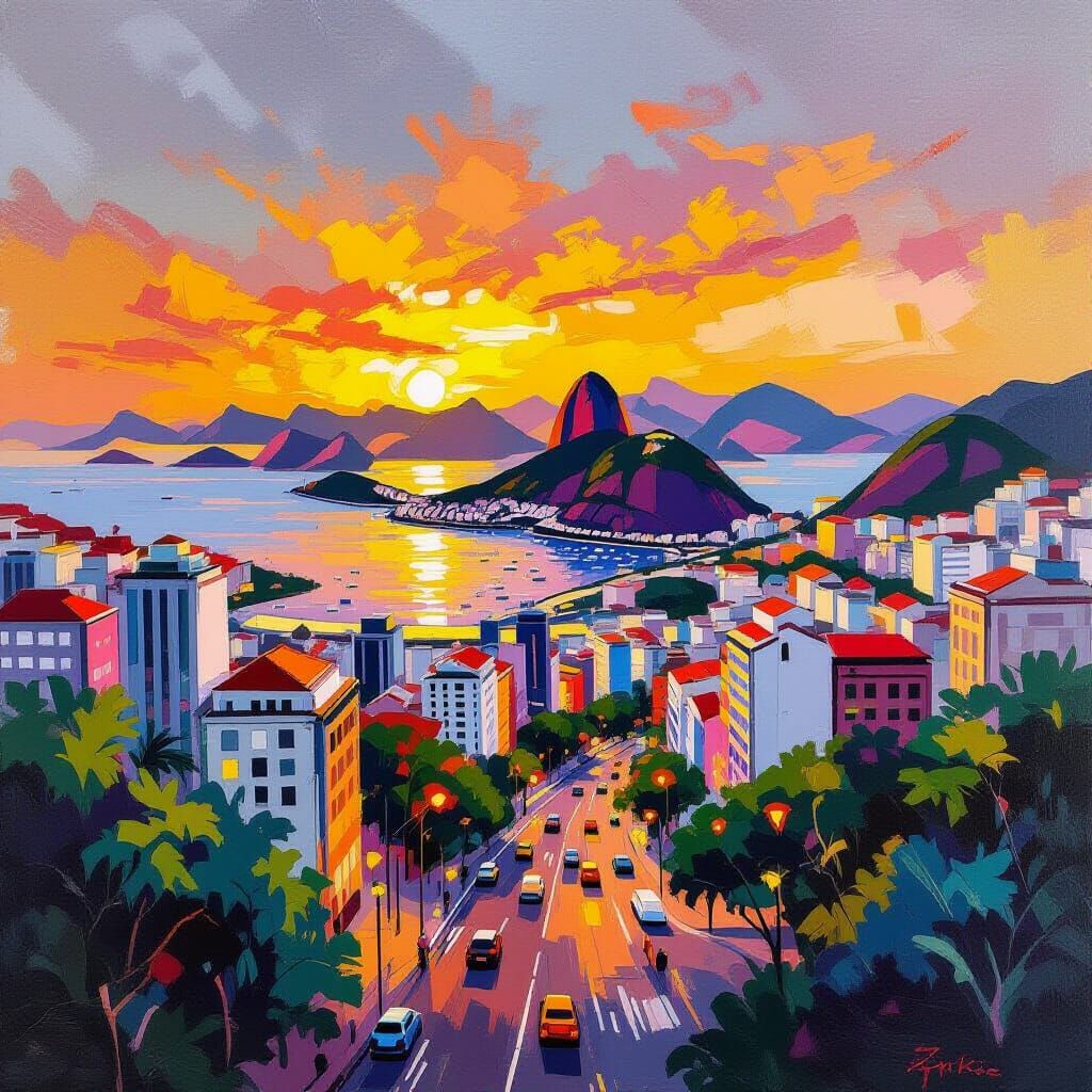 Rio de Janeiro Sunset Inspired by Brazilian Modernism