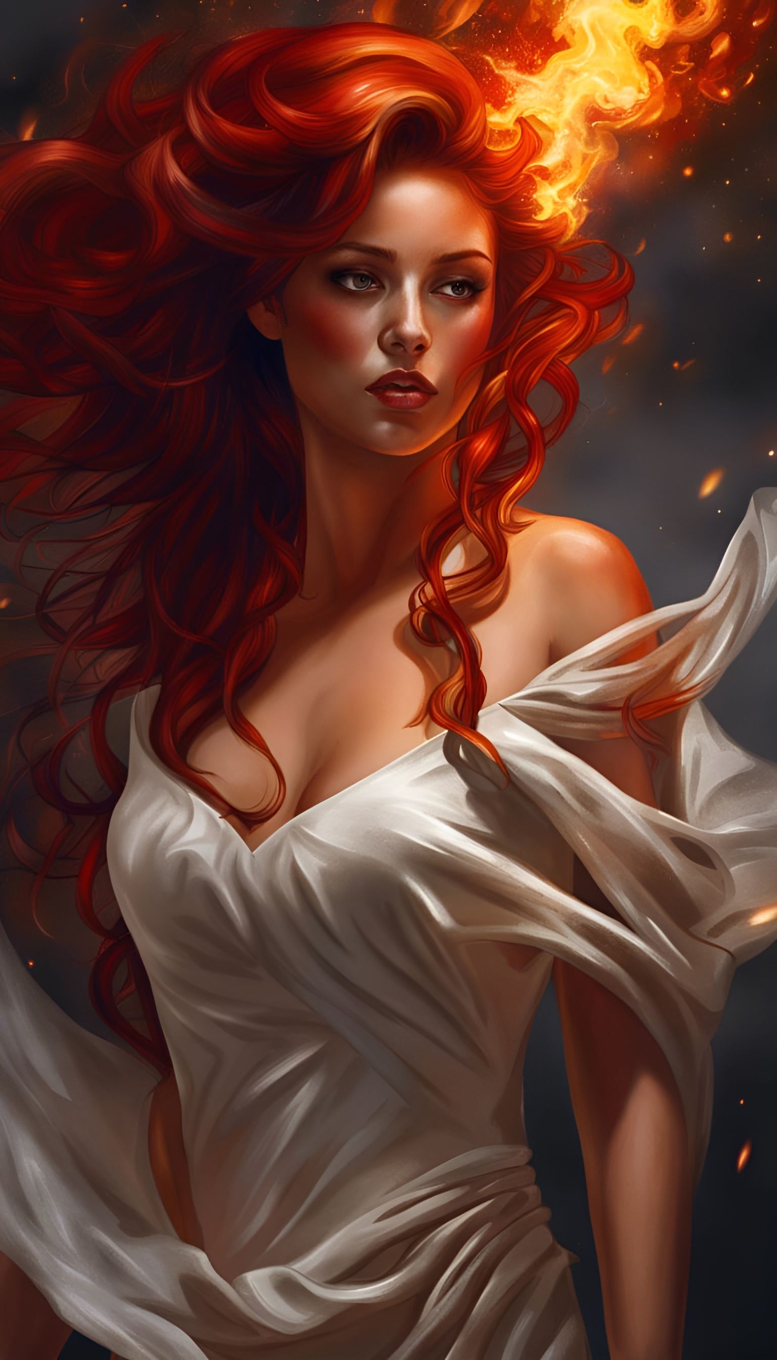 Fiery Red-Headed She-Devil in Hyperrealistic Digital Art
