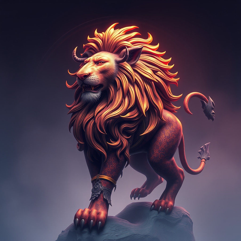 Majestic Lion Zodiac Sign in Fantasy Matte Painting