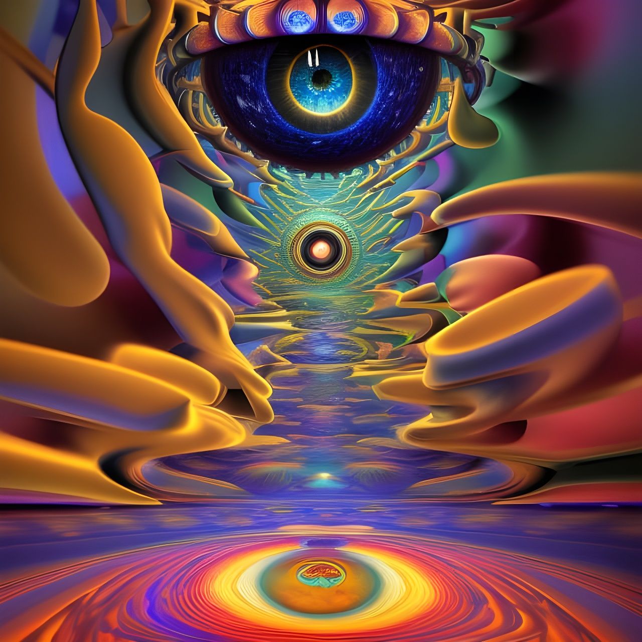 Psychedelic Eye at the Universe Center: Abstract Geometric A...