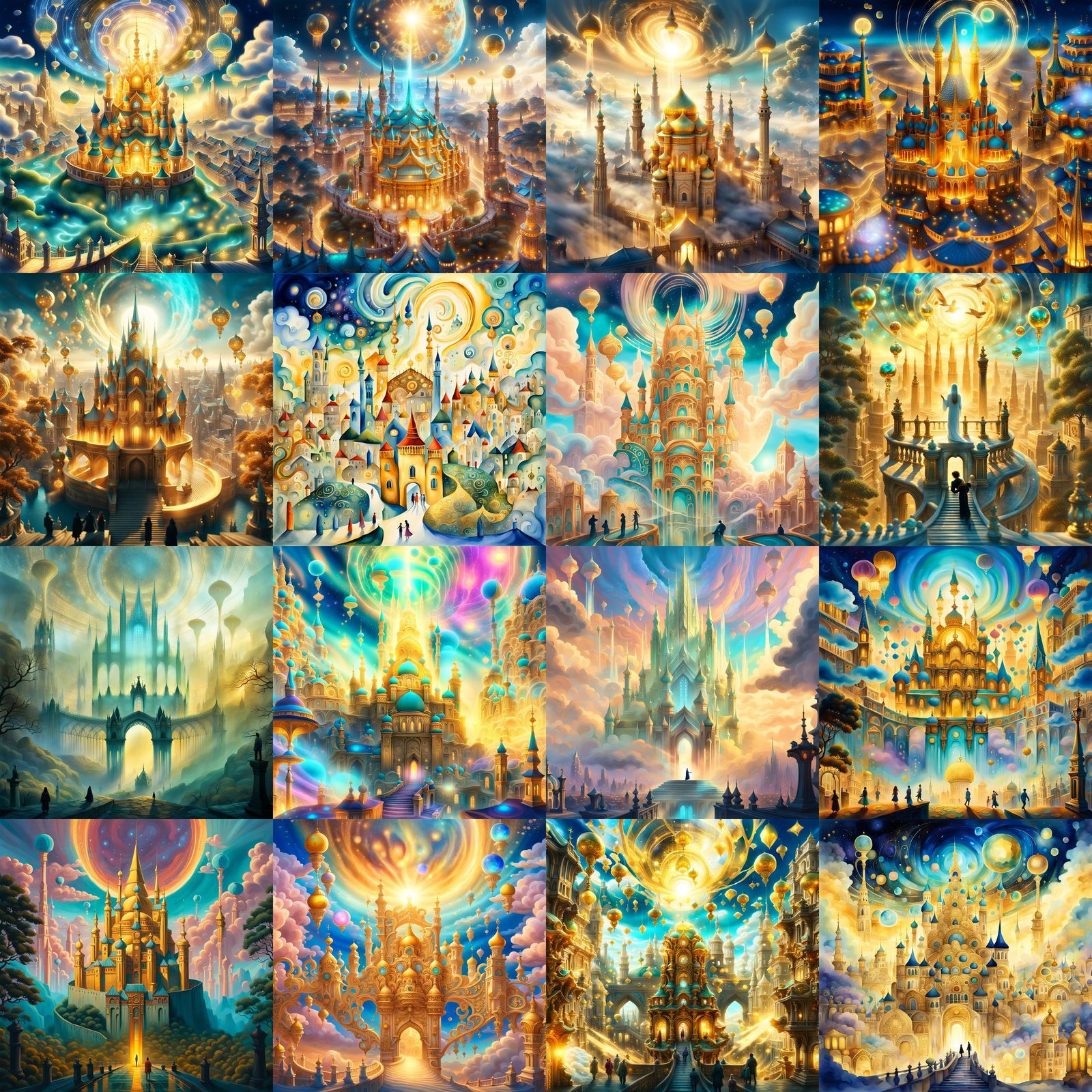 Divine Ethereal Realm of Cities and Golden Jewelry
