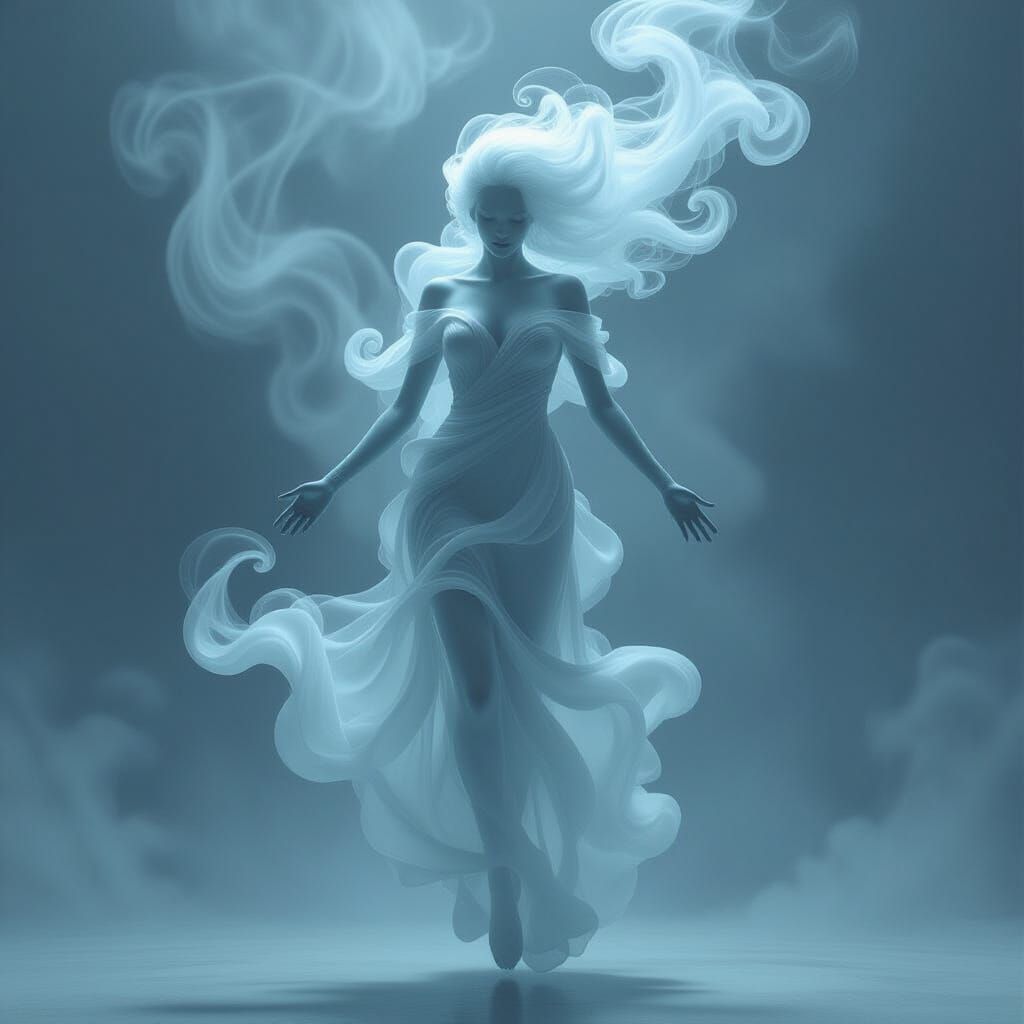Ethereal Smoke Figure in Surreal Style
