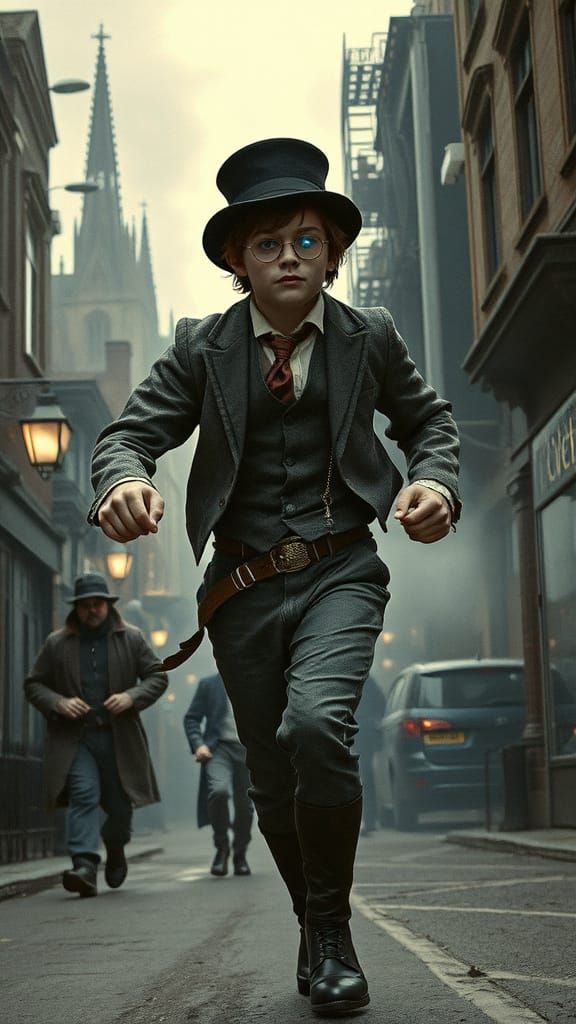Cyberpunk Oliver Twist Runs with Gang through Twisted Victor...