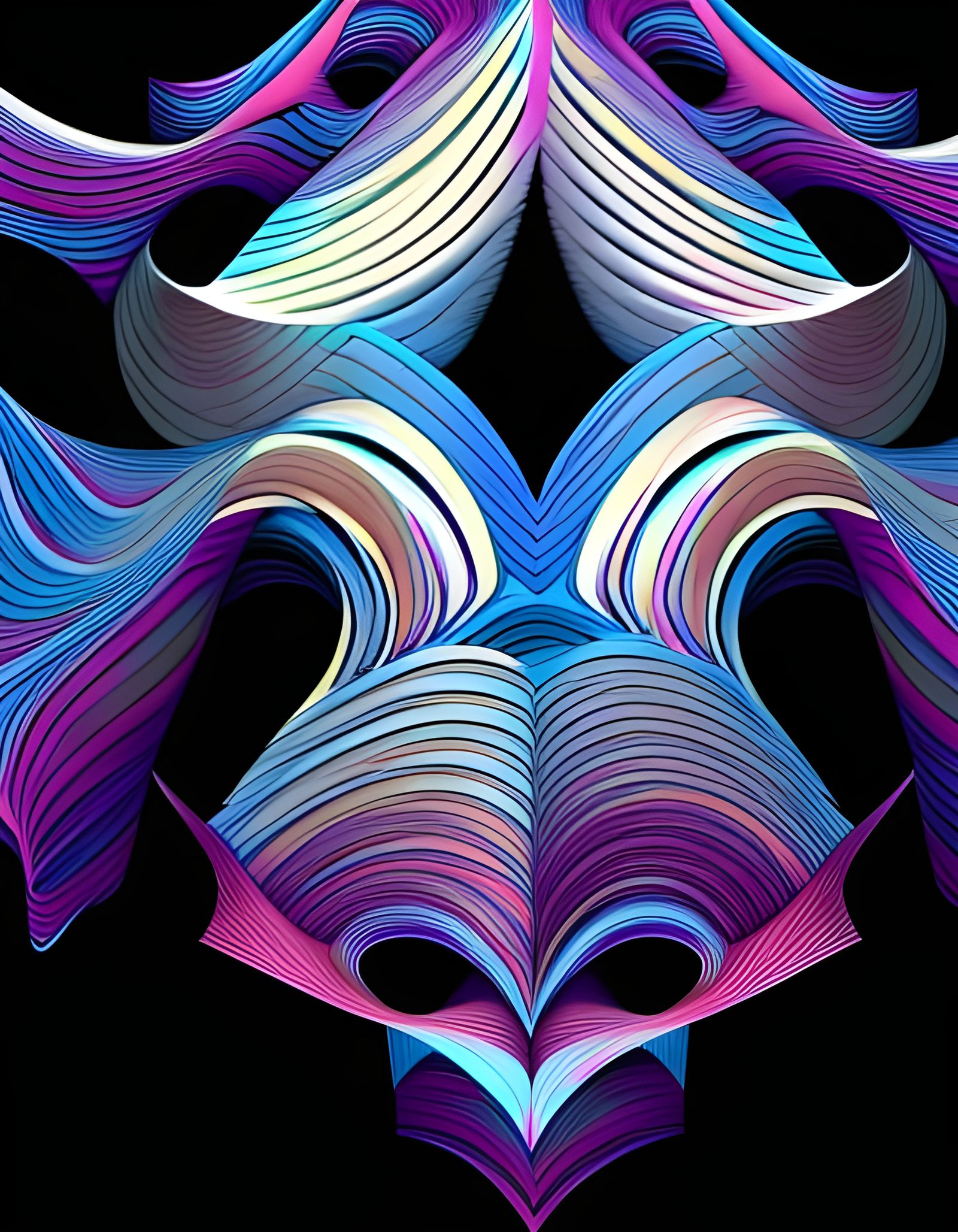 Abstract Vector Fractal with Zentangle and 3D Shading