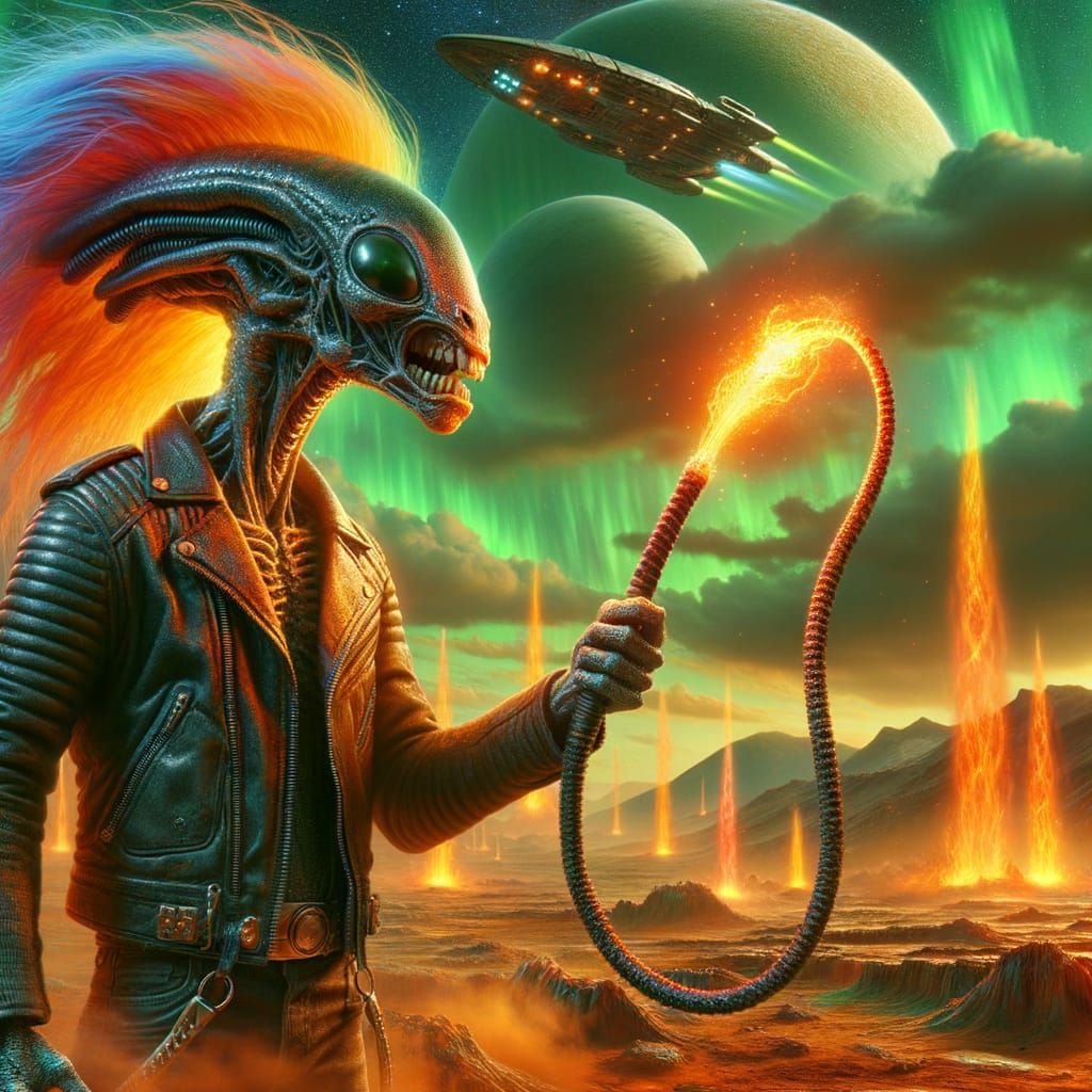 Cyberpunk Alien in Moonstone Spaceship