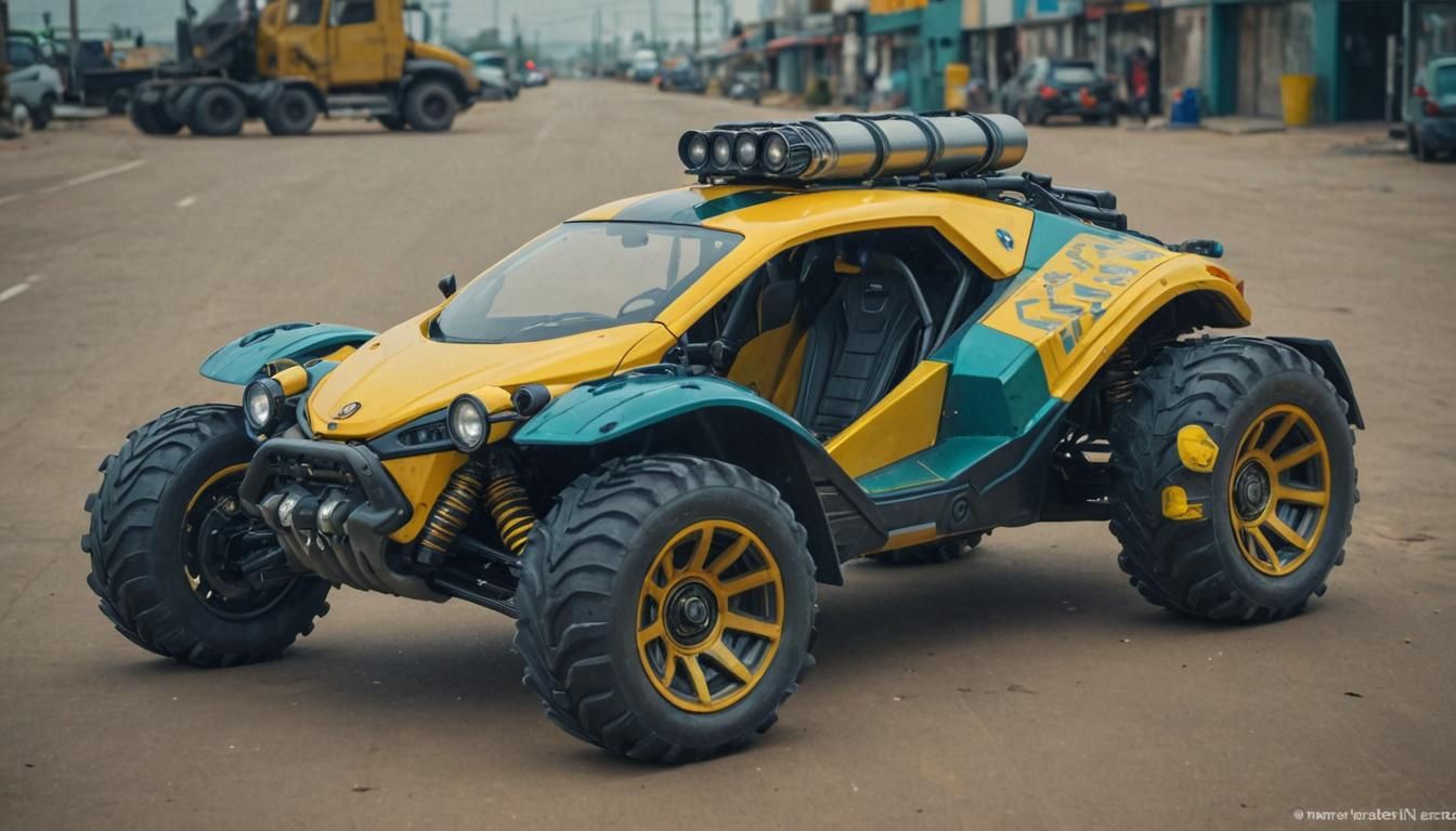 Cyberpunk Bubble Buggy with Chevron Design