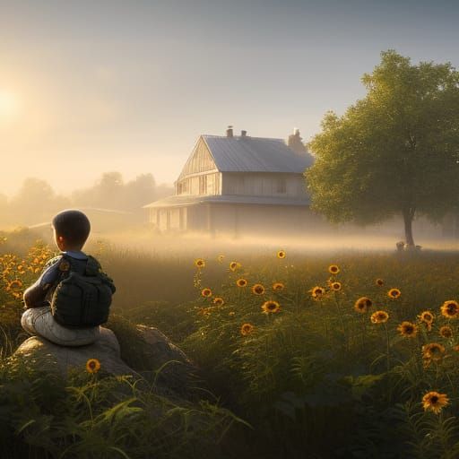 Terrified Boy in War Zone: Concept Art