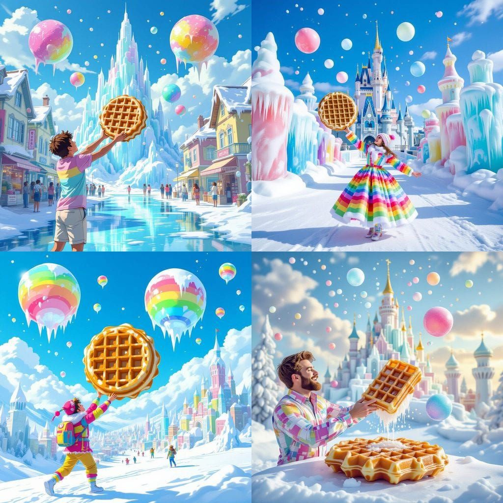 Surreal Glitch Art: Floating Ice Cream Dream