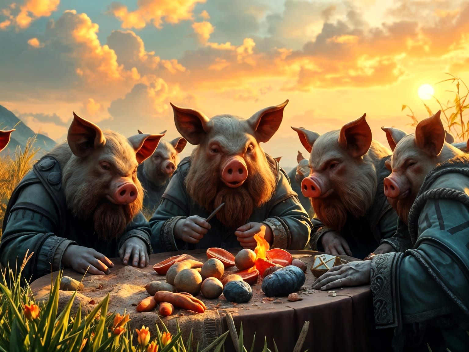 Feasting Pig-Headed Men in Land of Milk and Honey