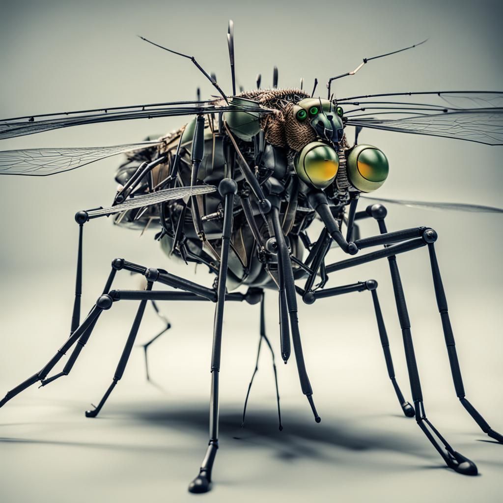 Biomechanical Mosquito Close-Up: Synthetic Insect Detail