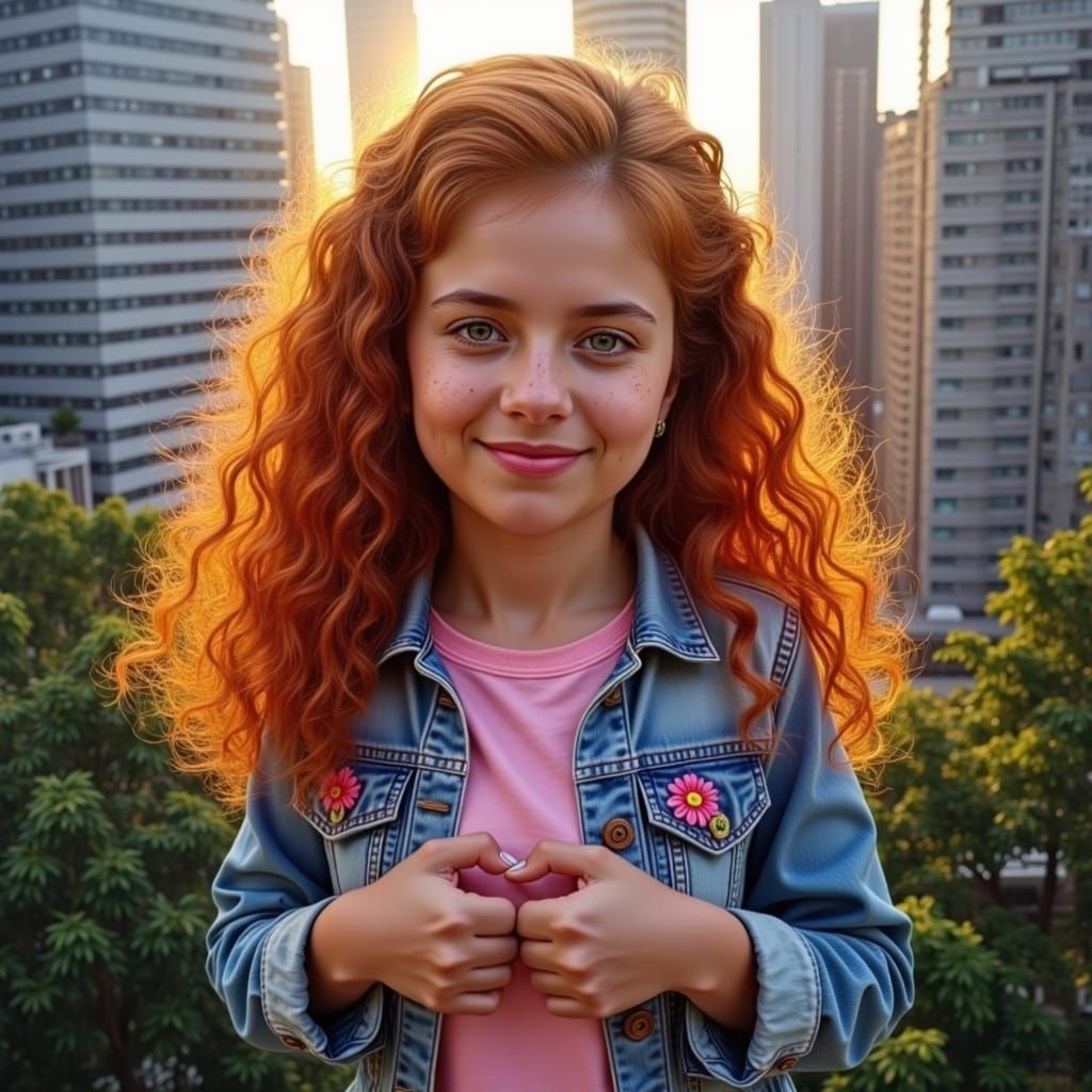 Cute Girl with Red Hair in Pixar Cartoon Style