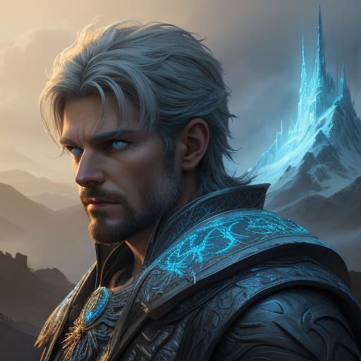 Fantasy Hero with Glowing Runes in Digital Painting