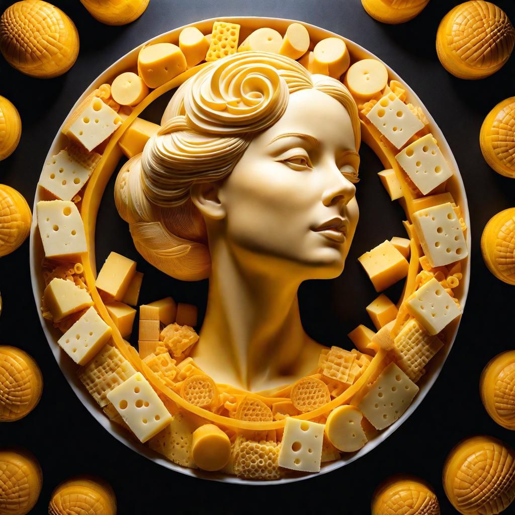 Cheese Sculpture of Woman: Intricately Detailed Masterpiece