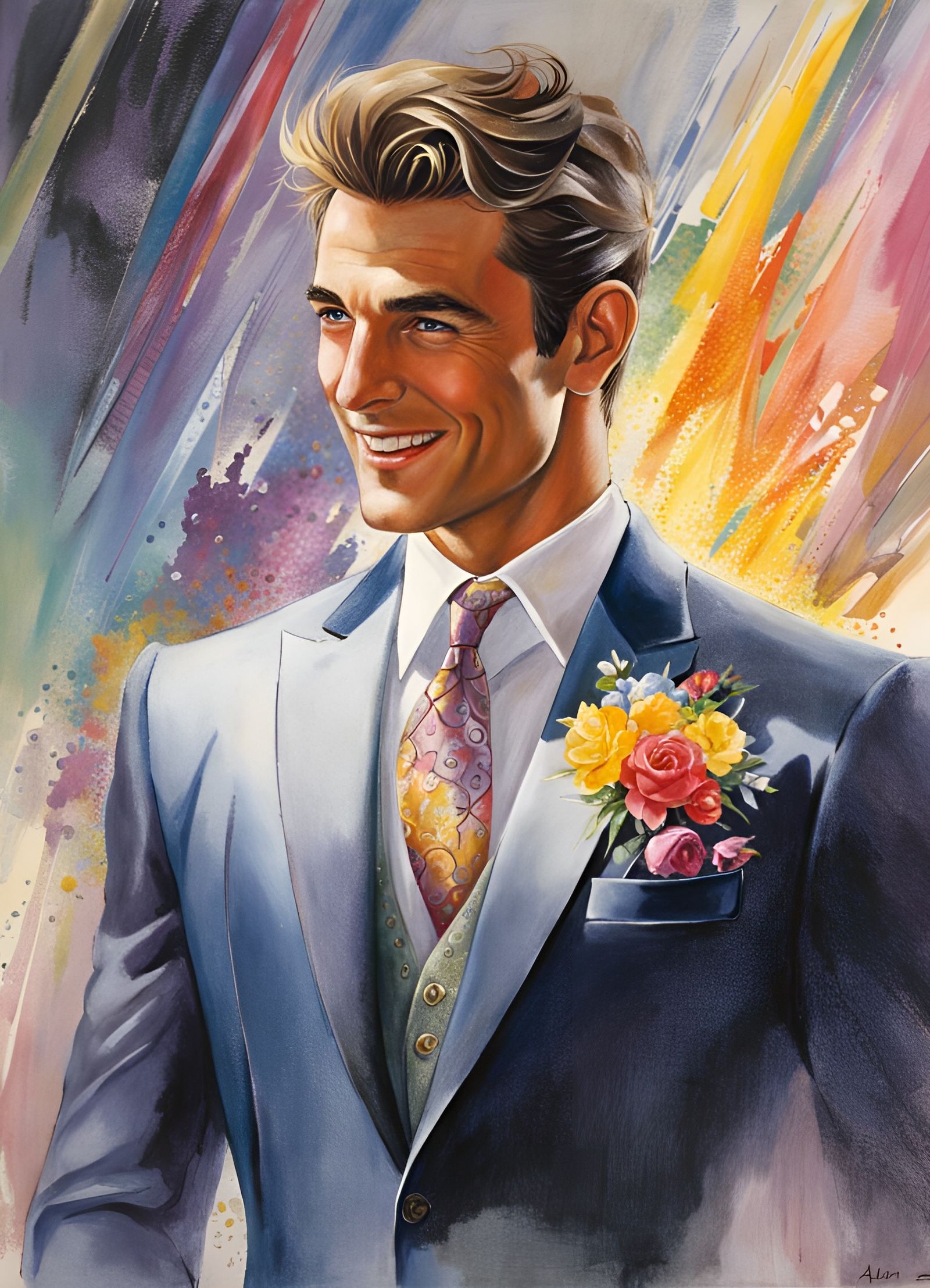 Confident Super Agent Portrait in Alan Lee Style