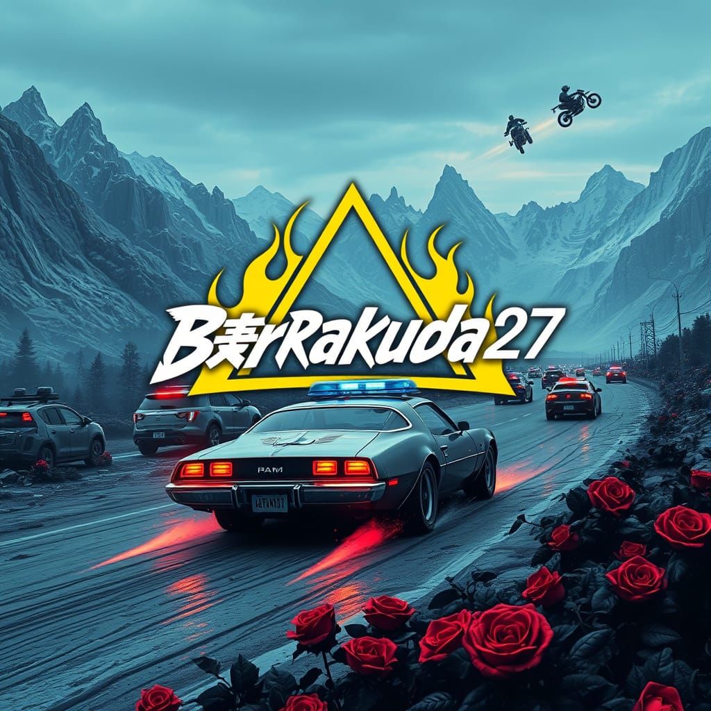 Futuristic Logo in Flames Over Cyberpunk Cityscape