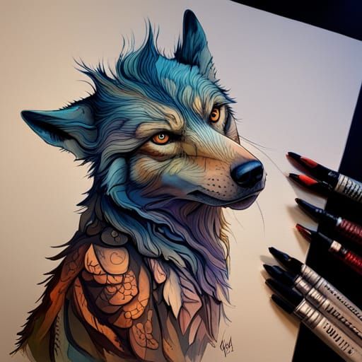 Hybrid Wolf-Man: Exquisite 3D Digital Art
