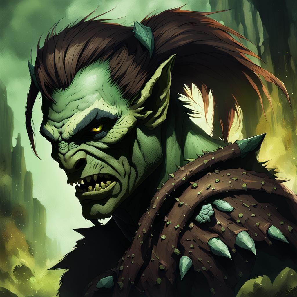 Half-Orc Transformation in a Dark Dungeon