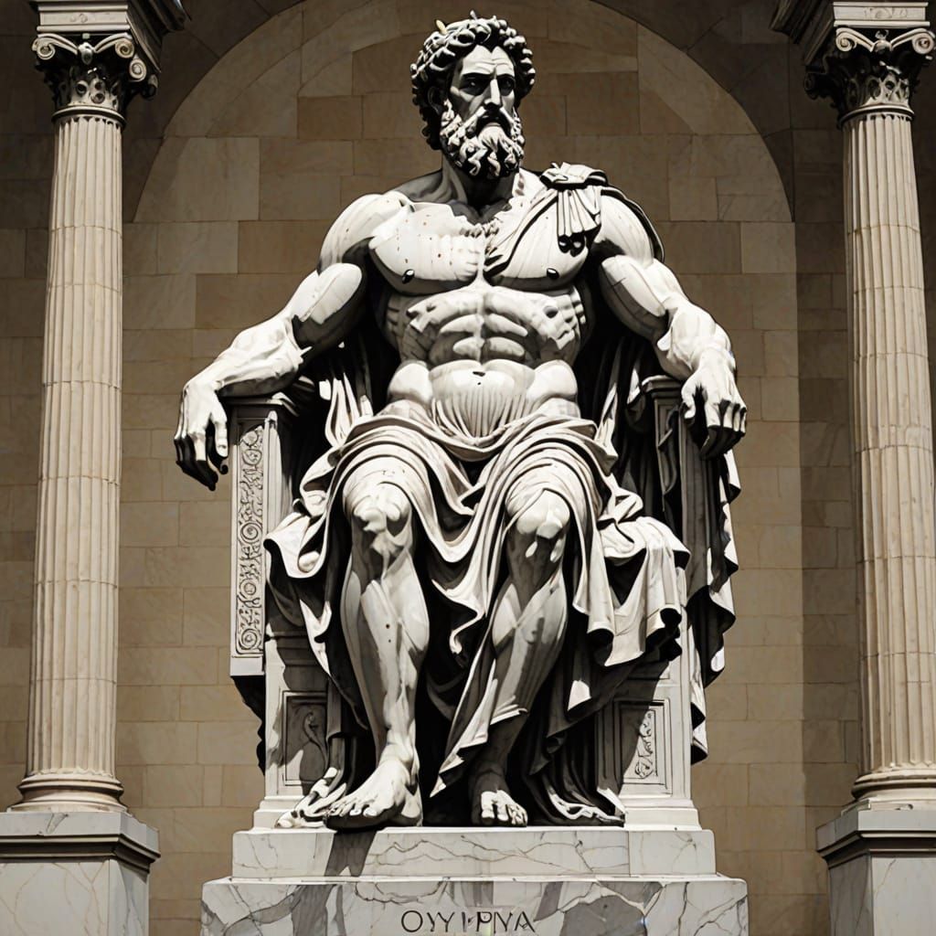 Ink Drawing of the Statue of Zeus