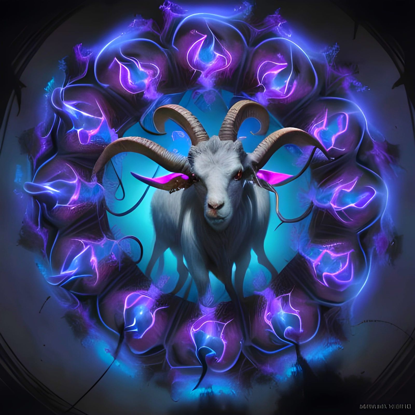 Fractal Goat Herd in Neon Swirls