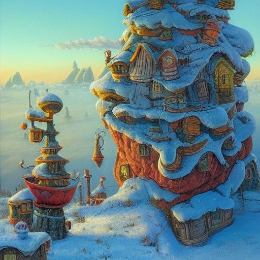 Post-Apocalyptic Whoville in Oil Painting Style