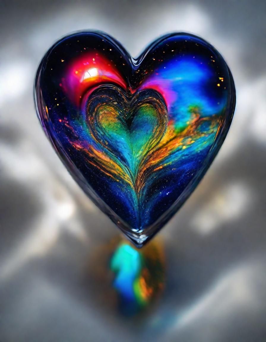 Luminescent Stardust Heart in Floating Spacebox