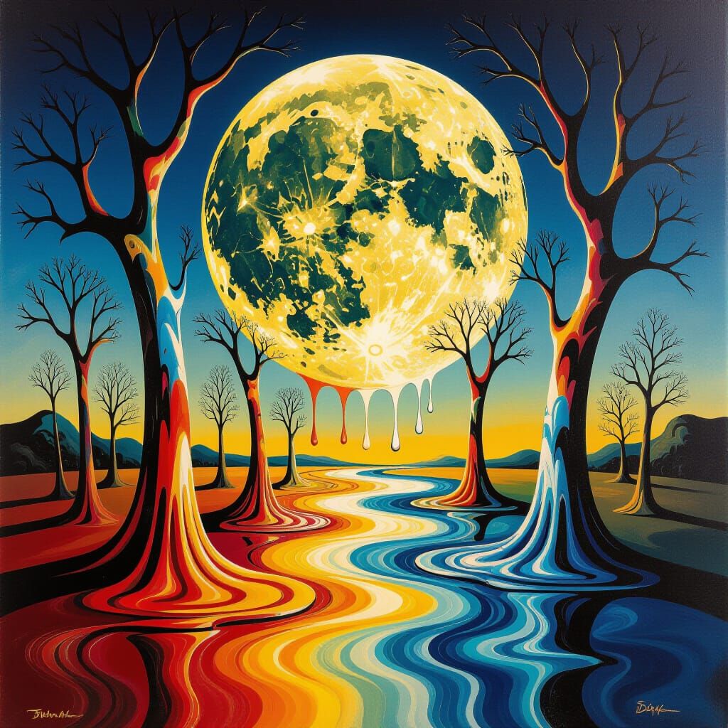 Dreamlike Melting Landscape in Surreal Style