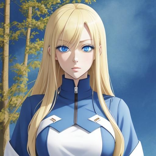 Blonde Anime Girl with Big Blue Eyes