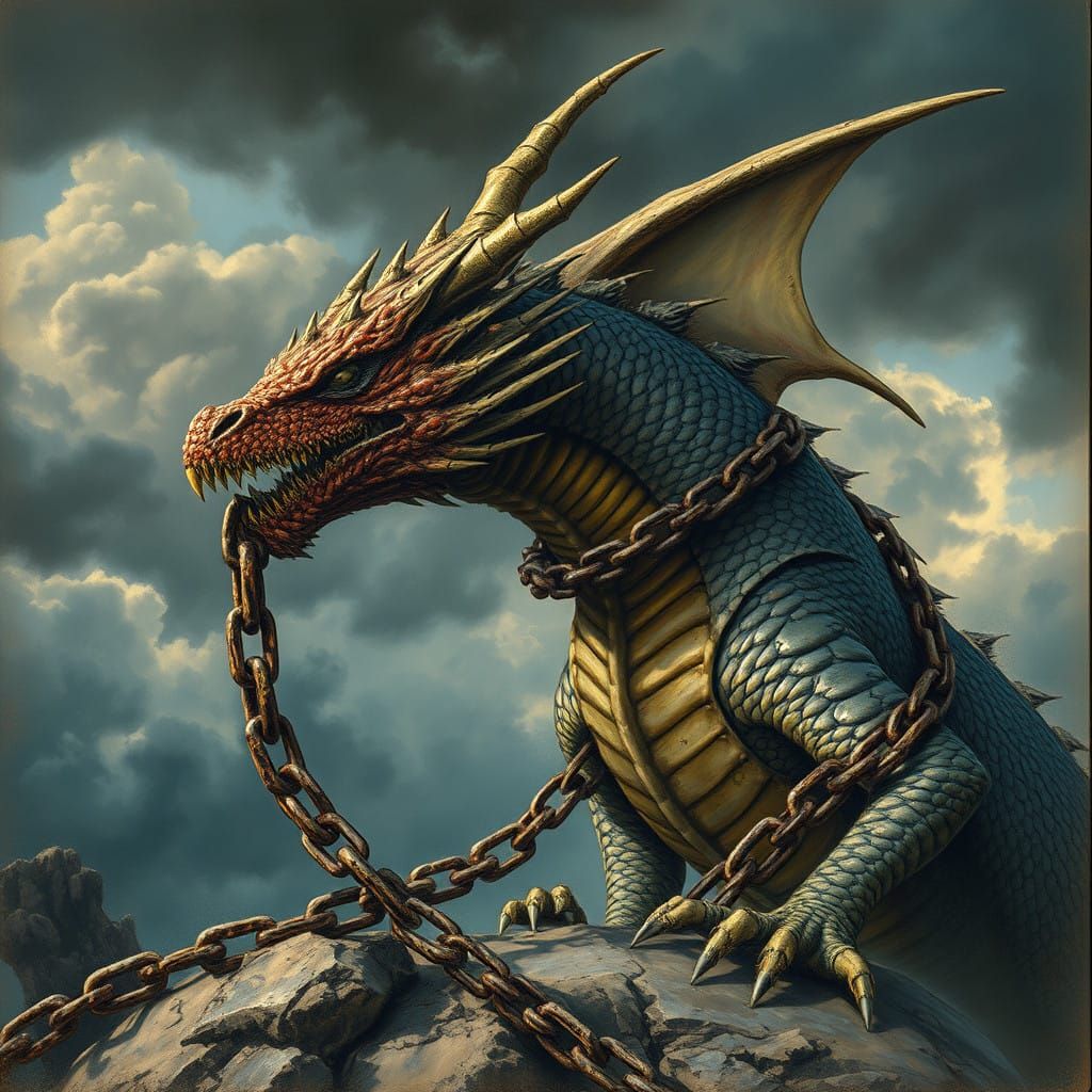 Ancient Dragon Bound by Centuries-Old Chain