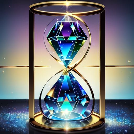 Glowing Crystal Hourglass in Magic Realism Style
