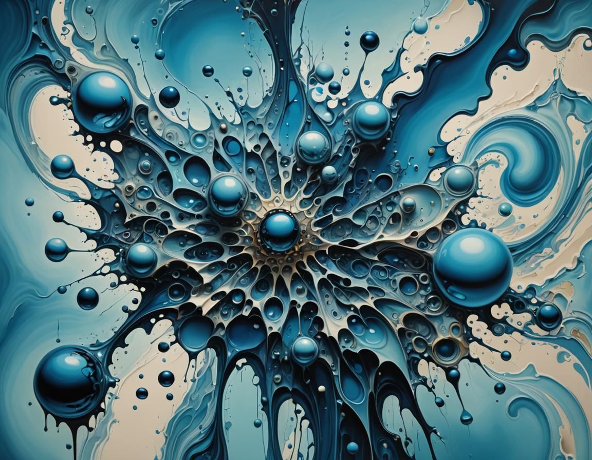 Abstract Blue Artwork Inspired by Digital Surrealism