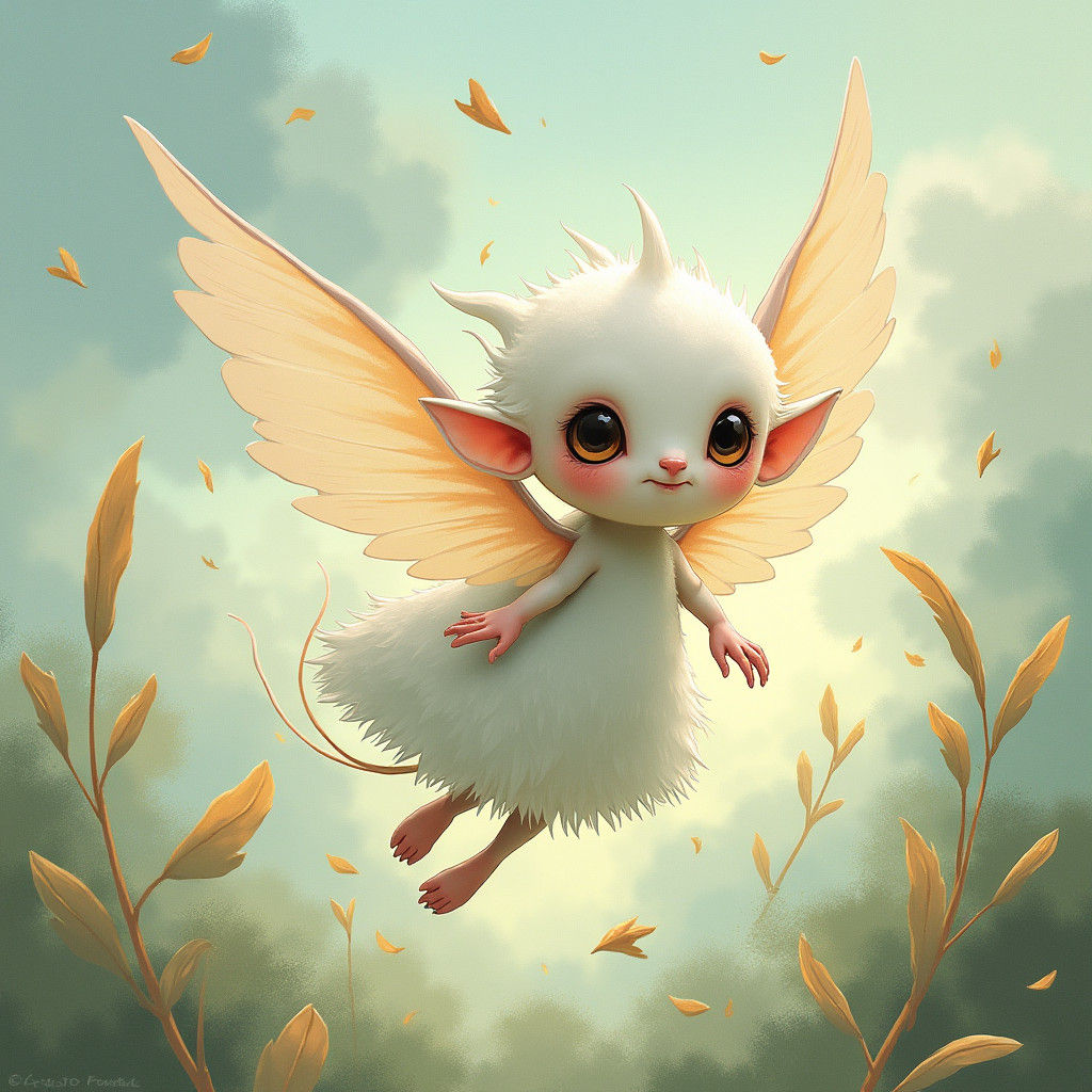 Mischievous Flibbertigibbet in Dreamy Watercolor Landscape