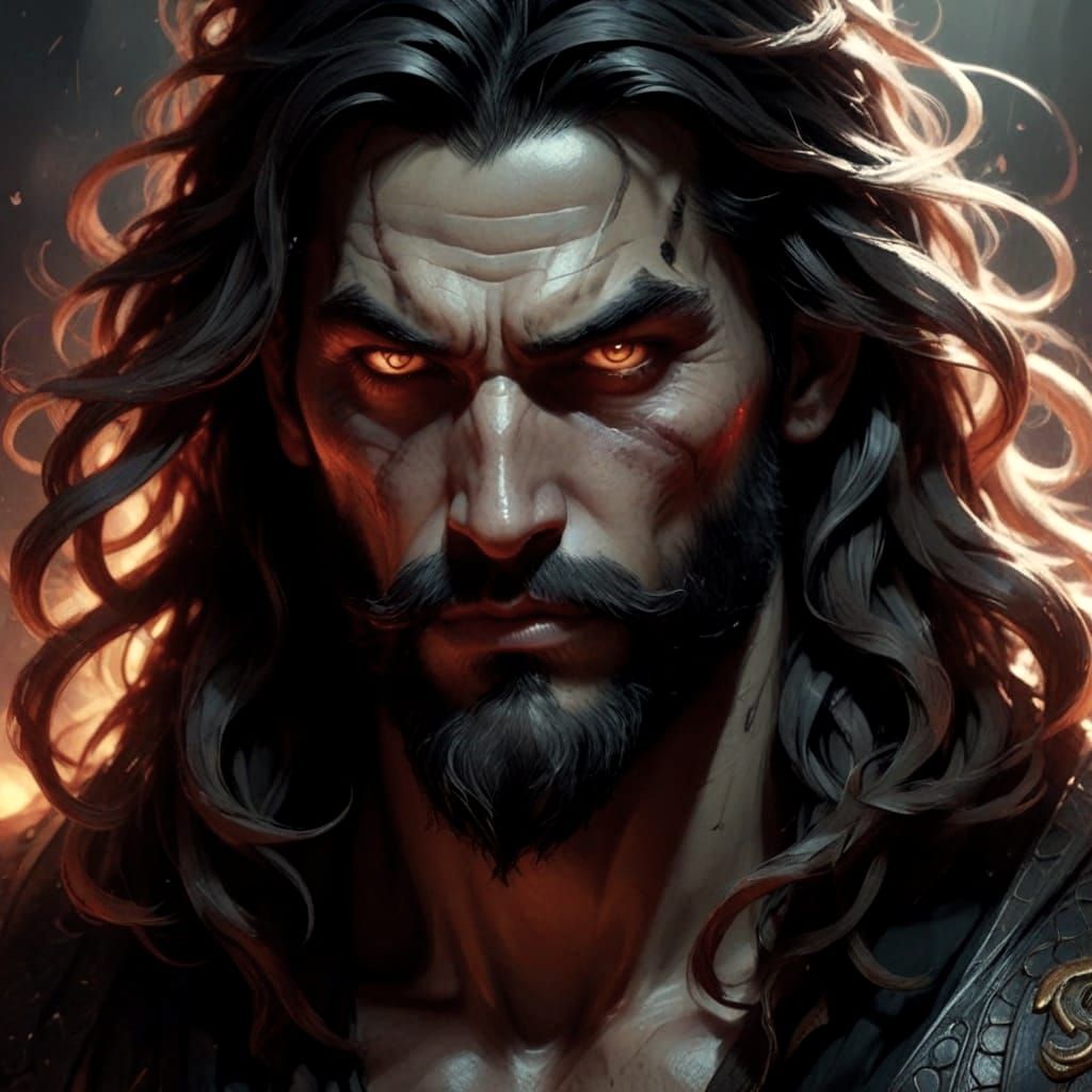 Rugged Male Portrait with Intricate Tattoo