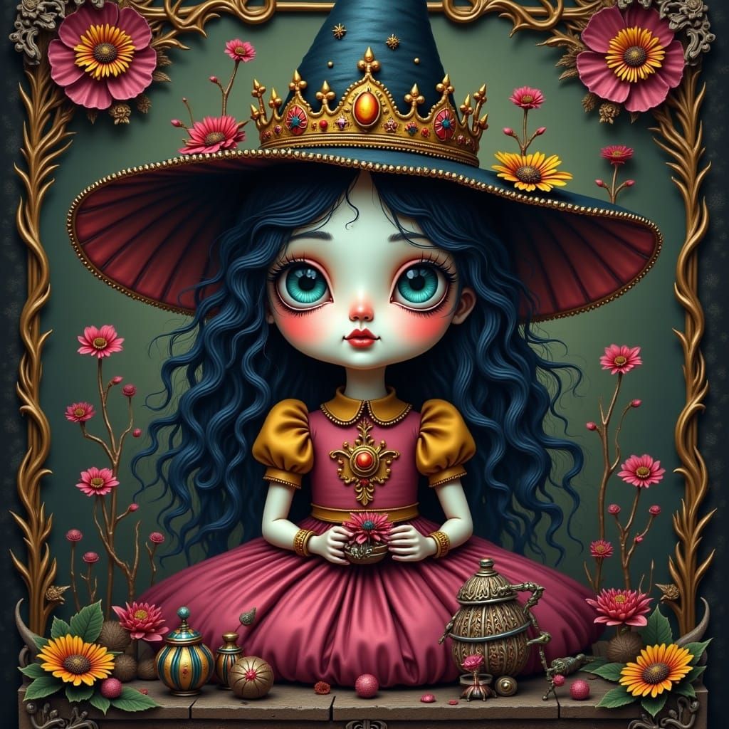 Mystic Lady in Psychedelic Ornate Setting